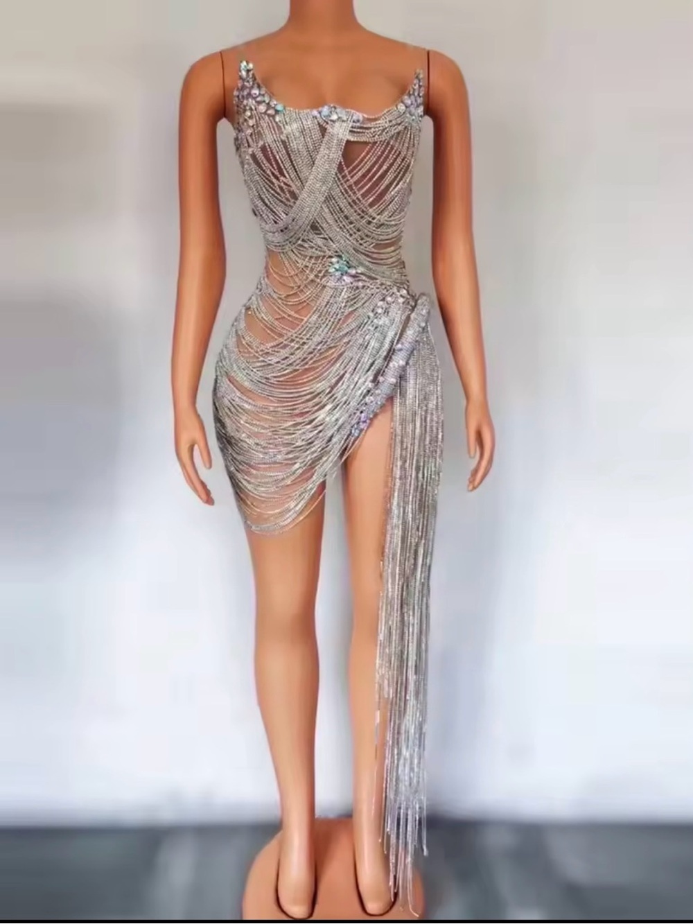 Silver Beaded Fringe Mini Dress (Worn once for Birthday dinner)